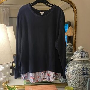 J. Jill Navy Blue Floral Top